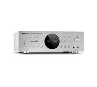 Auna AMP Amplificador - Amplificador estéreo HiFi para Radio, Karaoke o Home Cinema, Puertos para USB y SD, frecuencia: 20 Hz hasta 20.000 Hz, 43 x 14,5 x 30,5 cm, Plateado