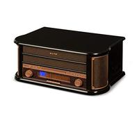 auna Belle Epoque 1908 - Reproductor de Vinilo, Tocadiscos estéreo Retro, Tocadiscos de Vinilo, Radio Digital, Reproductor de CD, MP3, RDS, Casete, USB, Digitalizador, Mando a Distancia, Negro