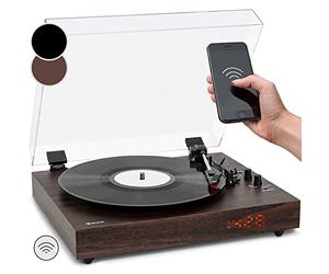 Auna Tocadiscos de Vinilo Vintage con Altavoces Estéreo, Reproductor Retro con Bluetooth, Potente Sistema de Sonido, Giradiscos Portátil para Casa