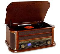 Auna Tocadiscos de Vinilo Vintage, Incluye Altavoces con Sistema Estéreo, para Musica, Tocadiscos de Vinilo Bluetooth, Reproductor Retro con CD, Sistema Sonido, Giradiscos Portátil para Casa