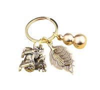 AUNANGLJSCS Llavero de metal, LLavero de coche tradicional chino con dibujo dinero Pi Xiu, adorno colgante, calabaza monedas los cinco emperadores la dinastía Qing(4)