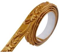 AUNANGLJSCS Papel pintado impermeable, Pegatinas autoadhesivas for bordes, decoración del hogar, tira de moldura pared autoadhesiva PVC, zócalo, techo, línea(Gold)