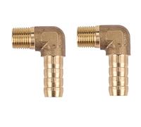 Aundhegrtt 2X Manguera de 8 mm x Rosca Macho de 3/8 Pulgadas Conector de Acoplamiento de LengüEta de Codo de Latón de 90 Grados