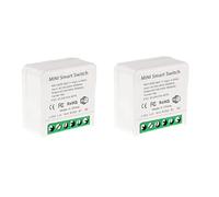 Aundhegrtt 2X Mini Interruptor de Relé WiFi Inteligente, Módulo de Interruptor de Luz con Temporizador de Bricolaje Aplicación Smart Life/Tuya, Control Remoto Inalámbrico