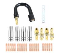 Aundhegrtt 30 PIEZAS de Cuello de Soldadura MIG Flexible de 360° y Puntas de Contacto de 0,035"/0,9 mm y Difusor de Soporte de Boquilla y Copas Protectoras de Boquilla de Gas de 0,9 Mm