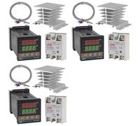 Aundhegrtt 3X Controlador de Temperatura PID -C100 Kit Termostato Alto Voltaje 100ACV A 240ACV+Relé SSR 40D Sonda K