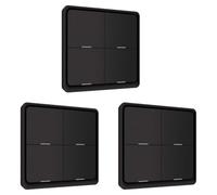 Aundhegrtt 3X Interruptor Inalámbrico de 12 Escenas de 4 Pandillas para Tuya ZigBee, Controlador de Botón Pulsador, Escenario de Automatización Alimentado por Batería, Negro