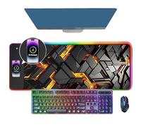 Aundhegrtt Alfombrilla Ratón con Carga Inalámbrica RGB, Alfombra Escritorio, Alfombrilla Ratón para Juegos, Portátiles, Accesorios para Jugadores PC, Alfombrilla Ordenador XXL para Ratón