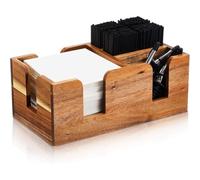 Aundhegrtt Barra de Madera con 6 Compartimentos, Organizador de Servilletas y Pajitas de Madera de, Soporte para Servilletas de Cóctel y Condimentos