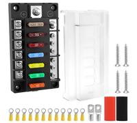 Aundhegrtt Caja de Fusibles Marina Impermeable de 6 Vías con Indicador LED, Portafusibles con Bloque de Fusibles y Bus Negativo para Coche, Camión, Autocaravana