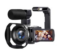 Aundhegrtt Cámara de Video 8K, Videocámara 8K, Cámara de 64MP, Zoom 18X, Pantalla Táctil LCD de 3 Pulgadas, Cámara con Micrófono, Capucha de Lente, Estabilizador de Mano.