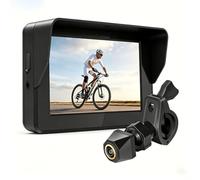 Aundhegrtt Cámara de Visión Trasera para Bicicleta 1080P con Pantalla HD de 5 Pulgadas, Espejo para Manillar de Bicicleta, para Bicicleta de Montaña y Bicicleta Eléctrica
