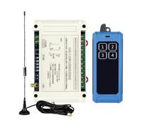 Aundhegrtt Control Remoto Inalámbrico de 4 Canales, 300M DC 12V 24V 36V 48V, 30A, Relé de Interruptor, Receptor, Transmisor con Antena de Succión, 433Mhz