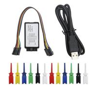 Aundhegrtt Dispositivo Analizador Lógico USB Cable USB 24MHz 8CH con 12PCS Juego de Clips de Prueba de 6 Colores Cable USB 24MHz 8CH Depuración UART IIC SPI de 8 Canales