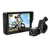 Aundhegrtt Espejo Retrovisor para Bicicleta 1080P, Cámara de Visión Trasera para Bicicleta con Pantalla de 5", Cámara de Manillar con Visión para Motocicleta y Bicicleta de Montaña