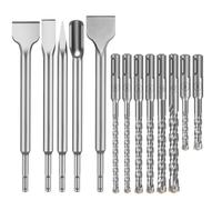 Aundhegrtt Juego de 13 Brocas y Cinceles para Martillo Perforador SDS Plus, Brocas con Punta de Carburo para Martillo Perforador y Brocas para Hormigón.