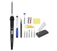Aundhegrtt Kit de Soldador Eléctrico de 80 W con Pantalla LCD, Temperatura Ajustable, 220 V, Juego de Herramientas de Soldadura, Puntas de Soldadura, Enchufe Europeo