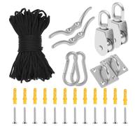 Aundhegrtt M25 Polea de Acero Inoxidable con Capacidad de Carga de 330 Libras, Polea Resistente con Cuerda de Nailon para Elevación en Interiores y Exteriores