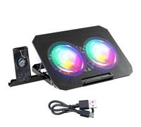 Aundhegrtt Mesa Plegable para Portátil con Refrigeración por CPU, Luces RGB de Colores, Dos Ventiladores, Soporte para Portátil con Ajuste de 8 Velocidades.