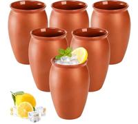 Aundhegrtt Paquete de 6 Tazas de Barro para Beber, 12 Oz Cantaritos Mexicanos Tiradores de Cerámica Vaso de Cóctel de para Tequila