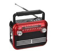 Aundhegrtt Radio Portátil FM Am SW Radio Vintage Radio Retro con Linterna LED Soporte para Tarjeta TF, Disco U, AUX, Rojo.