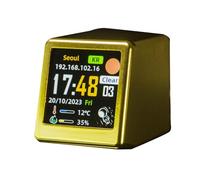 Aundhegrtt Reloj de Escritorio Animado WiFi con Clima, Temperatura, Humedad, Hora. Reloj de Escritorio GIF Animado, Reloj de Pantalla B.