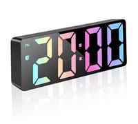 Aundhegrtt Reloj Despertador Digital Relojes Digitales Mesita Noche Pantalla LED A Color Relojes Despertadores Eléctricos Alimentados por Red Eléctrica Relojes Despertadores Mesita Noche