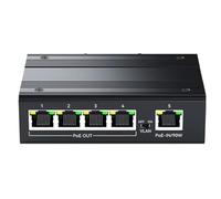 Aundhegrtt Repetidor POE Gigabit Extensor POE Extensor de 4 Puertos 1000Mbps Aleación de Aluminio Carril DIN Red BT 90W Entrada POE