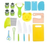 Aundhegrtt Set de Cuchillos para Niños de 17 Piezas, Herramientas de Chef de Plástico Amigables para Niños, Juguetes de Cocina Montessori.
