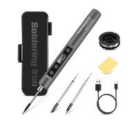 Aundhegrtt Soldador A Batería Portátil Kit de Soldador A Batería Recargable por USB con Pantalla LCD Digital y Temperatura Ajustable Termostática para Reparación de Electrodomésticos.
