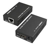AUNEK Extensor HDMI de 60 m con POC, 1080p @ 60 Hz HDMI a través de Ethernet (TX y RX), cable único Cat5e/Cat6/Cat7/Cat8, convertidor HDMI a RJ45 para TV y proyector