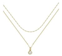AUNEK Set de Collares en Capas con Acabado Dorado para Mujer, Colgante Solitario Delicado y Cadena Trenzada, Joyería Minimalista Ajustable, en Caja de Regalo