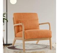 Aunekiv Butacas de Salon Sillon Relax con Cojín Lumbar, Sillones para el Salón Sillón Acolchado de Madera Maciza para Salón y Dormitorio, Sillón de Lectura para Espacios Pequeños Naranja 1PC