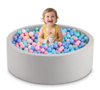 Aunekiv Piscina de bolas de espuma de 35.4 x 11.8 pulgadas para niños pequeños, piscina redonda para bebés de 1 a 3 años, pozos de pelotas de juego para niños, regalo ideal para niños y niñas, pelotas