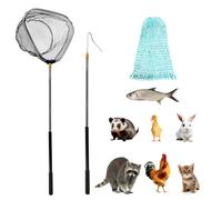 Aunewrick Red para aves de corral, con 2 postes telescópicos, 2 redes y 1 gancho para patas, herramienta de captura de animales de granja, para gatos pequeños, patos, gansos y animales al aire libre