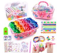 Auney Pulseras para hacer tú mismo para niños, 1000 unidades, juego de bandas de tela suave con accesorios de unicornio, juego de manualidades, pulseras de la amistad, juego de cintas para niñas