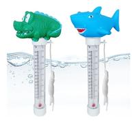 AUNGCSH 2 Stück Termómetro Piscina, Dibujos Animados Termómetro Piscina Flotante, Apto para Piscinas Interiores y Exteriores, Acuarios y Peceras (Azul)