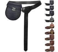 AUNGCSHE 2PCS Cinturón Medieval y Bolsa de Cuero Sintético, Cinturón Vikingo, Adecuado Disfraz Medieval Hombres y Mujeres, Disfraz Vikingo, Juegos De rol Renacentistas (Lobo Negro)