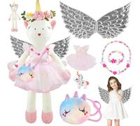 AUNGCSHE 5 Piezas Unicornios Peluche, Unicornios para Niñas Disfraz Unicornio niña, Unicornio Regalo con Bolso Unicornio Cumpleaños Navidad Regalo para Niño Niñas 3 4 5 6 7 8+ Años