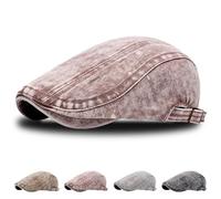 AUNGCSHE Denim Lavado Vintage Beret, Ajustable Boina Verano Hombre, Vintage Boina, Ideal para Uso Diario, Montañismo, Senderismo y Viajes (FR/ES, Números, 56, Gris Rojizo)