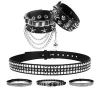 AUNGCSHE Punk Cinturón de Remache, Gotico Cinturon Mujer y Hombre, 110 cm y 120 cm para Vaqueros, Pantalones, Accesorios de Moda, Ropa Gótica Mujer, Accesorios Punk (Cuadrado Estrella + Pulsera, 110)