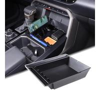 Aunginsy Caja de almacenamiento para consola central de coche compatible con Toyota Tundra SR/SR5/Limited/TRD 2022-2023 - Toyota Tundra SR/SR5/Limited/TRD - Bandeja organizadora de consola central superior, caja de almacenamiento secundaria, inserto de contenedor ABS accesorios interiores