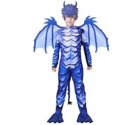 AUNGKWANG 110/120/130 Disfraz Dragón Niño, Jumpsuit con Capucha y Cola, Disfraz Pterosauro Niño, Carnaval, Navidad y Fiestas Costumes Dragón Adecuado 4 5 6 7 8 Años