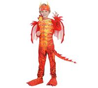 AUNGKWANG 110/120/130 Disfraz Dragón Niño, Jumpsuit con Capucha y Cola, Disfraz Pterosauro Niño, Carnaval, Navidad y Fiestas Costumes Dragón Adecuado 4 5 6 7 8 Años