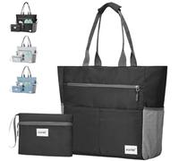 AUNGKWANG 2 Piezas Bolsa de Playa Mujer, Grande y Pequeña Bolso de Playa, XXL Bolsa Extra Grande de Playa, para Viajes, Daily Pool Gym, Lightweight Shopping Grocery Bag, Negro