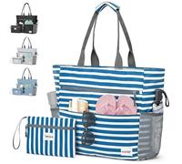 AUNGKWANG 2 Piezas Bolsa de Playa Mujer, Grande y Pequeña Bolso de Playa, XXL Bolsa Extra Grande de Playa, para Viajes, Daily Pool Gym, Lightweight Shopping Grocery Bag, Azul