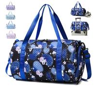 AUNGKWANG 25 L Bolsa Deporte Niña Unicornio, Bolsa de Viaje Chica, Grande Travel Bag Fin de Semana, Bolsa de Natación para Playa, Bolsa Deporte con Compartimento Zapatos y Bolsillo Húmedo (Negro)