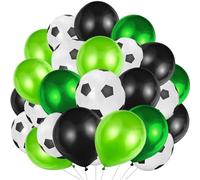 AUNGKWANG 40 Globos de Fútbol de Látex, 12 Pulgadas Blancos Negros Verde Globos Látex Impresos, Decoración para Niños Cumpleaños de Fútbol, Fiestas de Aficionados al Fútbol, Tema Deportivo