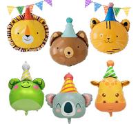 AUNGKWANG 6 Piezas Globos Animales, Safari Animales Globos, XXL Foil Globo, Animales del Bosque Jirafa León Globos, para Niños Cumpleaños Fiesta, Zoológico Fiesta Boda