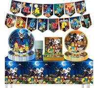 AUNGKWANG 66 Piezas 99 Nights in the Forest Vajilla para Fiestas, 99 Nächte im wald Vajilla de Fiesta Para Niños, Platos, Vasos, Servilletas, Bandera, Manteles, Decoraciones de Cumpleaños